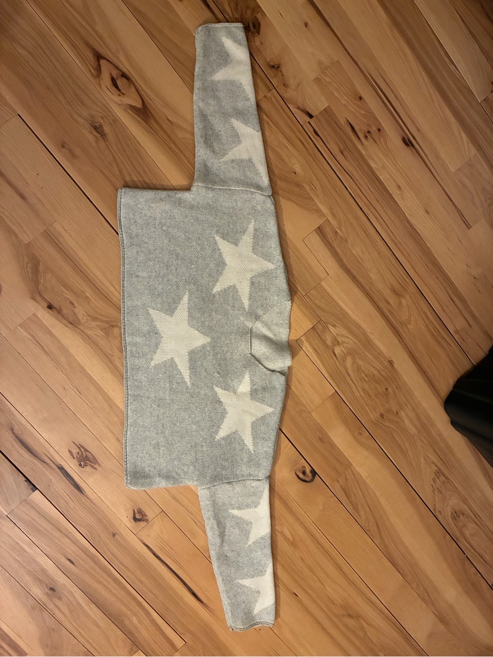 Star Pattern Knit Pullover - Light Gray & Cream